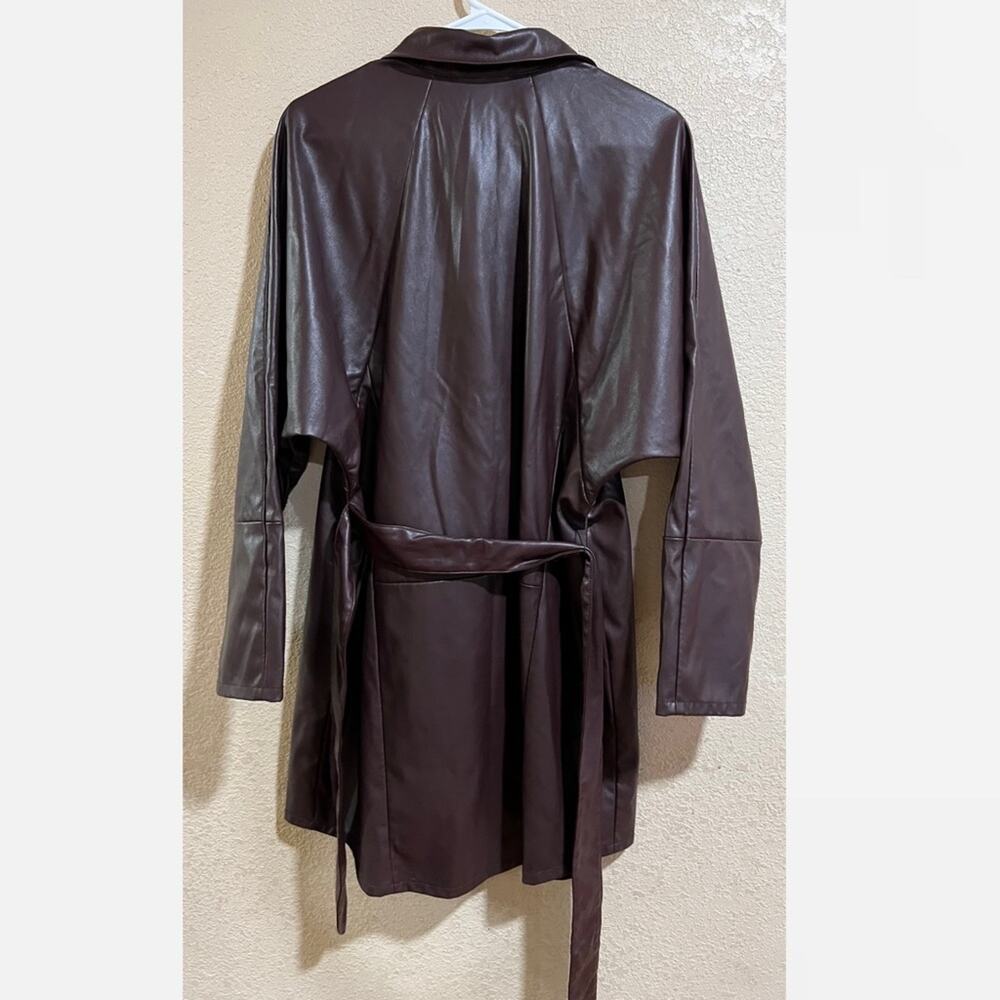 Marissa Webb Brown Faux Leather Shirtdress with butterflies - Picture 9 of 10